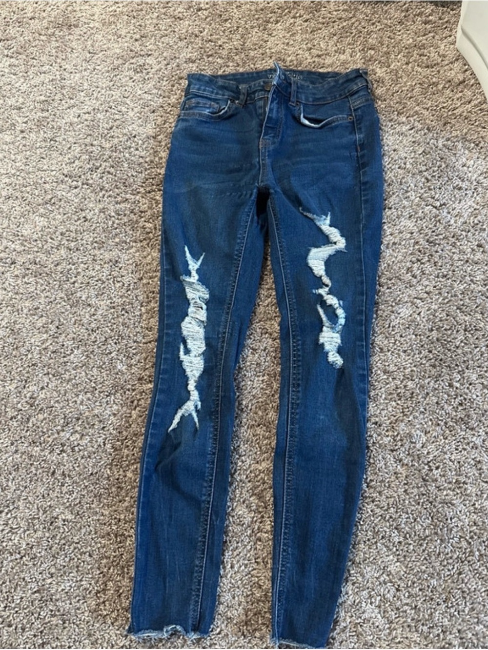 wild fable Dark Blue Distressed Skinny Jeans
